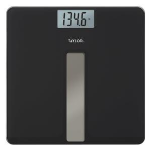 Taylor Light Powered Digital Bath Scale, Large and Durable Platform, Light Powered Panel with Endless Power, No Batteries Needed, Energy-Saving, Easy to Use, High 400 lb Capacity, Black