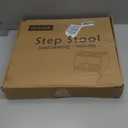 Bamboo 2 Step Stool 300lbs Capacity, Wooden Two Step Stool with Non-Slip Handles, Heavy Duty Stepping Stool for Bedside High Beds Adults, Sturdy Small Bathroom Kitchen White Step Stool