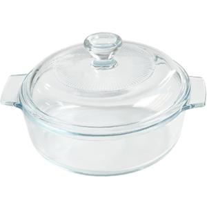 0.8L Small Tempered Glass Casserole Dish for Oven with Lid, Round Microwave Oven Baking Dish with Glass Lid