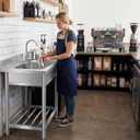 Free Standing Stainless-Steel Single Bowl Commercial Restaurant Kitchen Sink Set w/Faucet, Prep & Utility Washing Hand Basin w/Storage Shelve, laundry tub for Indoor Outdoor (22in), Easy-clean Round - Pressed