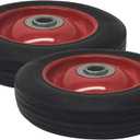 2 Pack - Solid Rubber Flat Free Tire 6" x 1.5" Hand Truck Wheel - 1.25" Offset Hub 5/8" Axle - 350 lbs Capacity