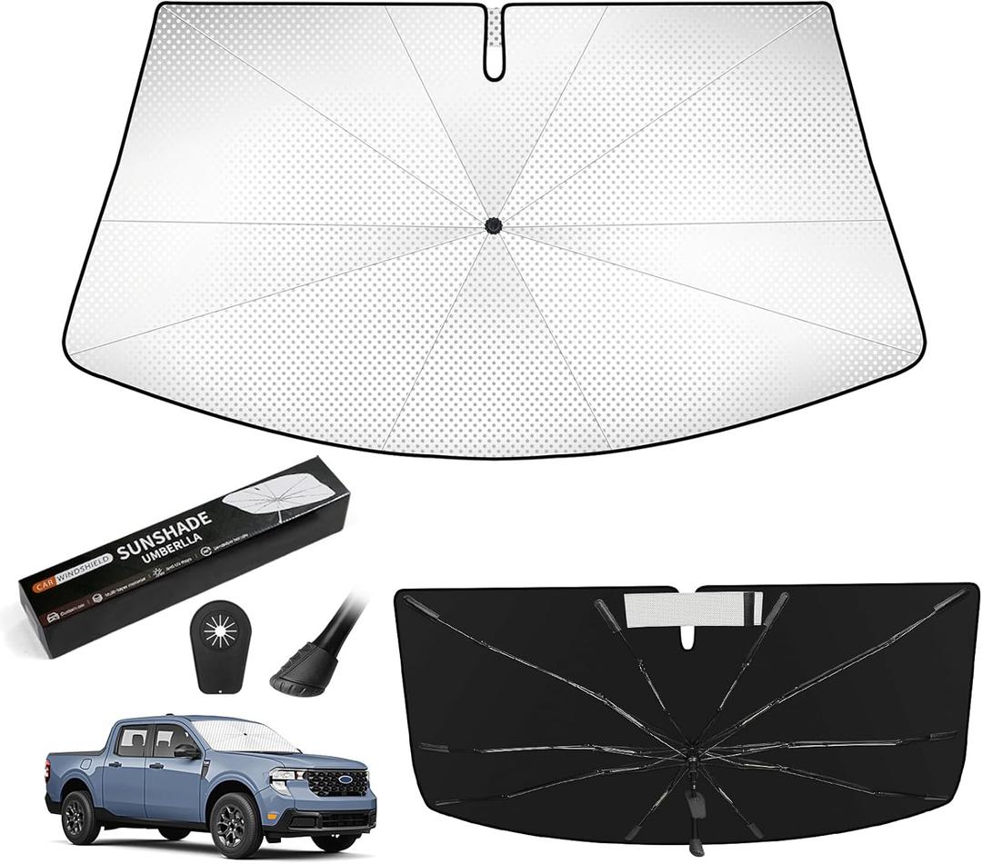 Windshield Sun Shade Umbrella Custom Fit for Ford Maverick 2022-2025 Foldable UV Protection Car Cover, Emergency Rain Shield & Dashboard Protector - Durable Auto Accessory