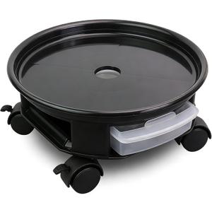 1 Pack 15" White Plant Caddy with Easy Moving Caster Wheels and a Water Container Round Movable Planter Dolly Trolley Tray Pallet Outdoor Indoor Tree Flower Stand Planter