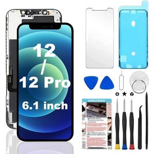 for iPhone 12/12 Pro Screen Replacement, 6.1 inch 3D Touch LCD Display Digitizer Frame Assembly Kits with Repair Tools