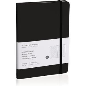 Lined Journal Notebook  Hardcover Notebook for Men & Women  Journals for Writing, Work, School, Home & Daily Notes, 160 Pages  Medium A5, 5.7"x8", 100 gsm Thick Paper (Black)