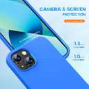 Miracase Designed for iPhone 13 Case, with Tempered Glass Screen Protector, [Soft Anti-Scratch Microfiber Lining], Shockproof Liquid Silicone Rubber Phone Case for 13 6.1 inch, Mediterranean Blue