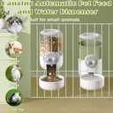 0.9L Hanging Automatic Cat Water Dispenser, 1.3L Auto Gravity Pet Feeder, Cage Cat Dog Food and Water Dispenser Set for Kitten Puppy Bunny Guinea Pig (Gray)