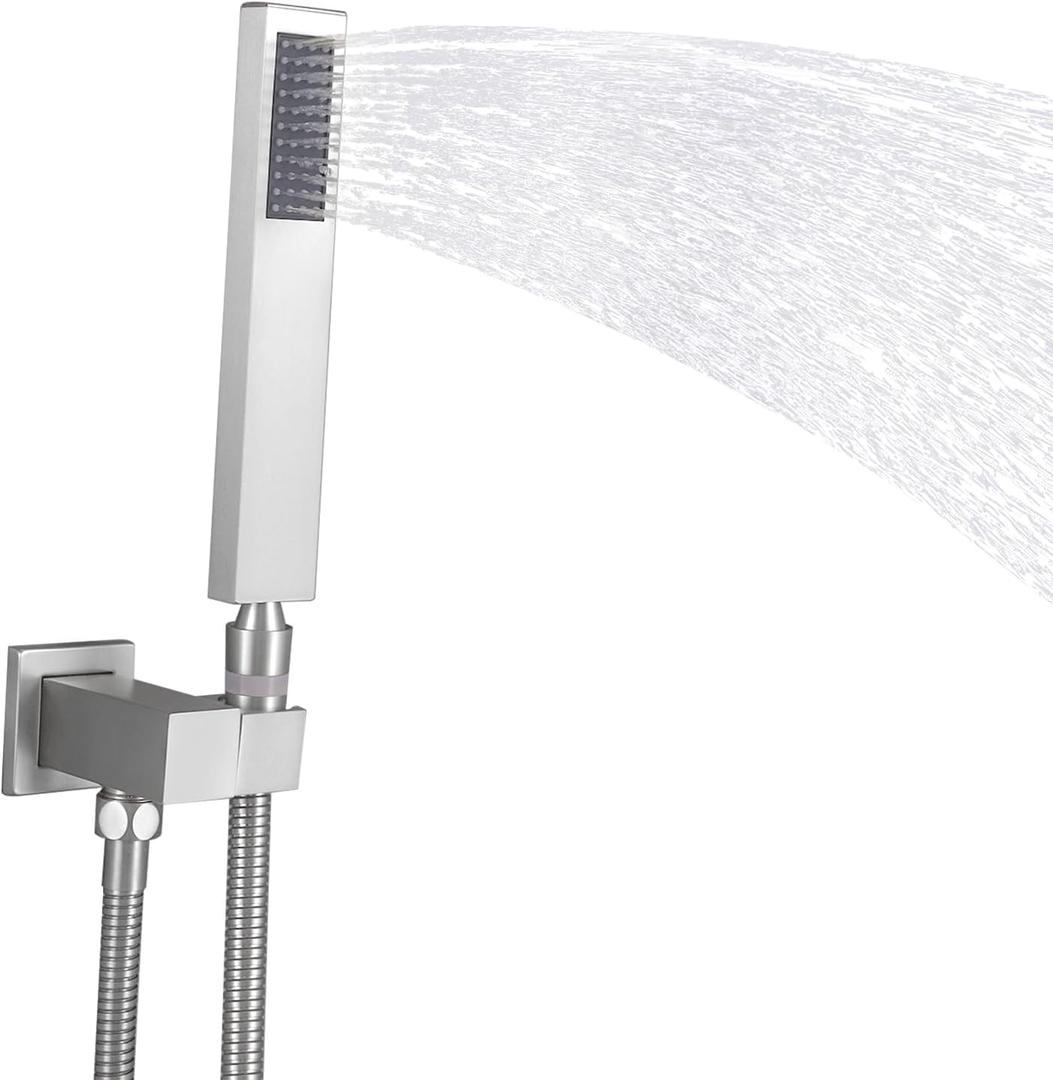 Brass Handheld Shower Head Set High Pressure Shower Wand Hand Held Shower Head with Brass Swivel Ball Bracket Showerheads & Handheld Showers - Brushed Nickel