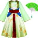 Mulan Costume Dress for Girl,Kid Halloween Princess Dress,Girl Movie Character Costume (110, Green)