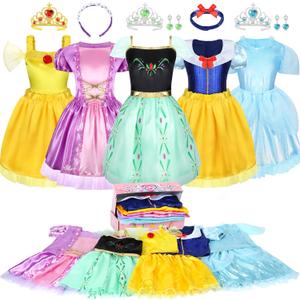 LIMIROLER Princess Dress Up Clothes for Little Girl Role Play Costume Gift Set Princess Dress Up Toys for Toddler Girls (Purple)