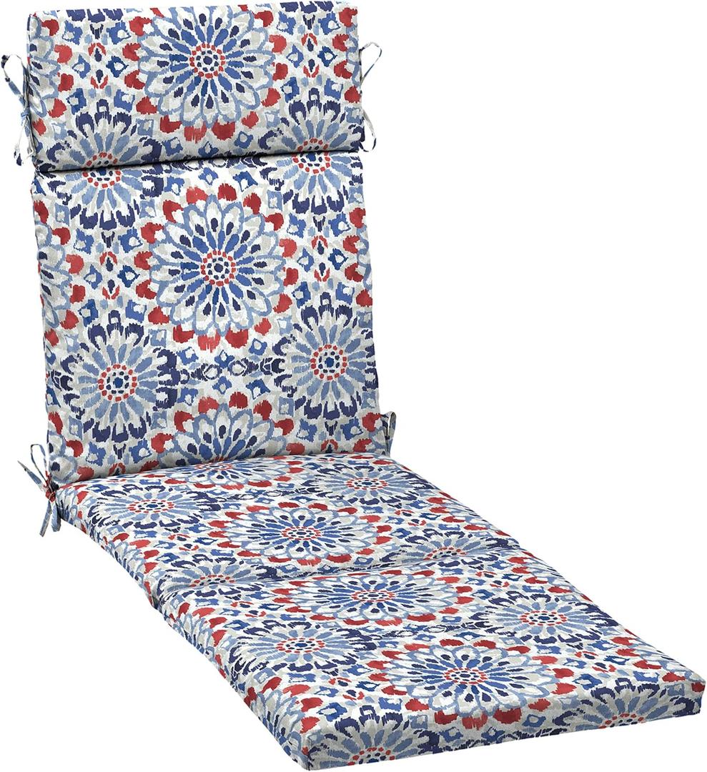 ARDEN Outdoor Chaise Cushion, 21 in x 72 in, Weather-Proof, Rain-Proof, Fade Resistant Patio Cushion for Chaise Lounger Clark Blue