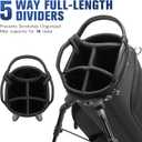 5 Way Golf Stand Bag with Full Length Dividers, Lightweight Golf Bag with Rain Cover, 6 Zippered Pockets & Cooler Bag, Breathable Straps