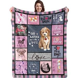Dog Blanket for Dog Lover, Dog Mom Gifts for Women, Dog Mom Gifts Throw Blanket Gifts for Dog Lovers Dog Blanket Throw Flannel Soft Warm Cozy Fuzzy Throw for Girls Women Adults (50" X 60")