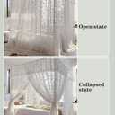 Lace Canopy Bed Curtains, Three-Door Lace Mosquito Net Bed Curtain Canopy, Floor-Length Canopy Bed Drapes, Elegant Privacy Bed Net for Bedroom(White,W70.86 x L78.7in), 70.9"W x 78.7"L