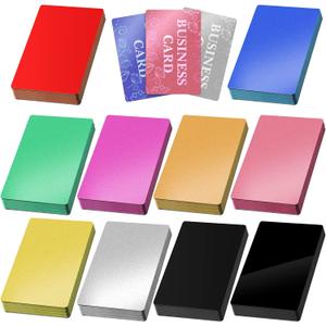 300 Pieces Metal Engraving Blanks Multipurpose Aluminum Sheet Aluminum Business Card Blanks for CNC Engraver Laser Engraving DIY Cards, Thickness 0.21 mm/ 0.01 inch (Multicolor)