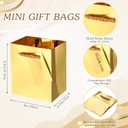 Sherr 100 Pcs Mini Gift Bags Bulk, 4 x 2.75 x 4.5 in Paper Bag with Tag, Extra Small Paper Gift Boxes with Handles for Birthday, Party Favor, Wedding, Small Business, Spring Easter (Gold)