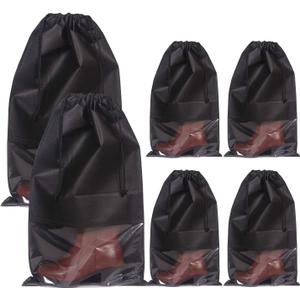 DIOMMELL Set of 6 Tall Boot Bags for Travel Non-Woven with Rope for Women Large Shoe Protector Cover Storage Organizers Pouch