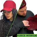 Temple Tape Iconic Fleece Lined Trucker Hats  Winter Hat - Designed for Men & Women  Mesh Back - Adjustable Snapback (Red)