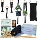 Ewparts Macrame Kit for Adults Beginner Macrame Plant Hanger Kit Macrame Supplier with Instruction Including 3mm Macrame Cord Wooden Beads and Rings for Plant Hanger Wall Hanging Decor