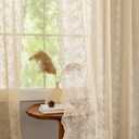 YJ YANJUN Vintage Lace Curtains 63 Inch Length Antique Chic Floral Beige Sheer Curtain Panels with Scalloped Edges for Bedroom Dining Room Rod Pocket French Country Crochet Drapes W52 X L63 2 Panels
