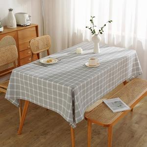 Hsvanyr Grey Cotton Tablecloth Farmhouse Rustic Runner Cover for Wedding Party Kitchen Dining Table Decor,55 Inch by 70 Inch, Walf Checks Long Classic Dresser Scarf