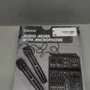 Professional Audio Mixer, 4 Channel Sound Mixer With Dual Wireless Mic, Sound Board Console MP3 Bluetooth 48V Phantom Power USB Interface DJ Mixing for Home Karaoke Party Computer Studio Recording