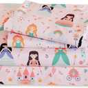 LONAVA Full Sheet Set Kids - 4 Pieces Soft Microfiber Cartoon Style Bedsheets for Boys Girls Teens, Oeko TEX, Breathable Deep Pocket Sheets, (Princess)
