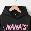 SweatyRocks Girl's Cute Graphic Hoodies Long Sleeve Cartoon Print Pullover Hooded Sweatshirts (Black)
