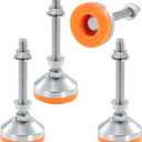 Heavy Duty 2400 lb Capacity Stainless Steel Adjustable Leveling Feet for Shelving,Machinery Devices, Workbench,Furniture,M12 Thread, 2.33inches Dia Base, Anti-Slip Nylon Pad (Orange)