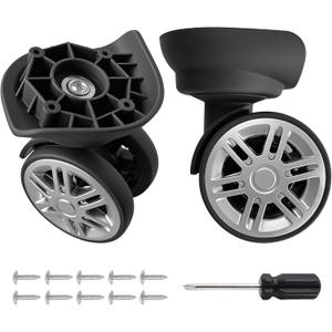 Luggage Wheels Replacement 2 Pack Heavy-Duty Suitcase Wheels with 4 Screw Holes,360 Smooth Rolling Spinner Casters for Luggage RepairFW013
