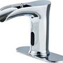 Touchless Bathroom Automatic Sink Faucets Waterfall Sensor Motion Hands Free Basin Commercial Auto Off Stop Faucet with Temperature Control Brass Mixer Deck Plate for Bath Vantiy Rv(Chrome)