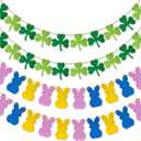 2 x St Patricks Day Banner Garland and Easter Banner Decorations, Irish Shamrock Bunny Banner for Mantle, Wall, Wedding, Anniversary, Party Supplies Decor