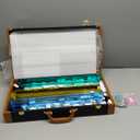 Mahjong Set, American Mahjong Set, 166 White Engraved Mah Jong Tiles Game Set, with Premium Carrying Case, with 4 Racks with Pushers, Betting Coins, Dice, Manual, Mah Jong Set Gifts