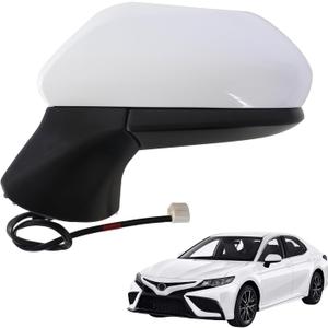Marretoo for Toyota Camry Side Mirror Assembly Driver Side 2024 2018 2019 2020 2021 2022 2023 | Power | Gloss Finish | Non-Heated | Replaces TO1320366 |WHITE| (POWER, Driver Side(LH))