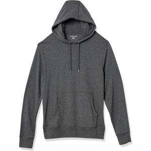 Amazon Essentials Men's Lightweight Soft Jersey Pullover Hoodie, X-Small, Charcoal Heather