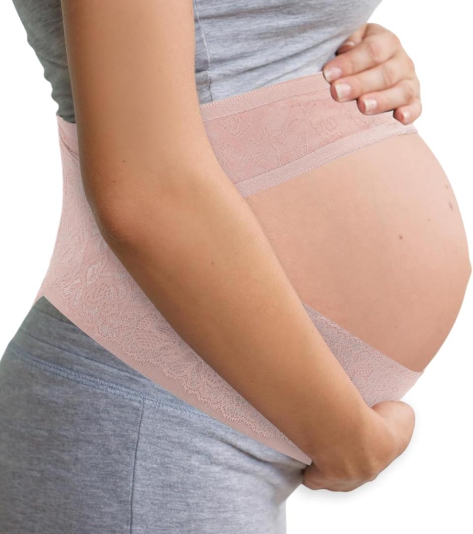Pregnancy Belly Band for Pregnant Women, Breathable Maternity Belt, Adjustable Pregnancy Belly Support Band (Large, Pink)