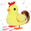 Hopearl Walking Chicken Pet Crow Chick Interactive Electronic Plush Toy Farm Animals Animated Gifts for Toddlers Birthday, Yellow, 8''