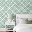 HeloHo Green Peel and Stick Wallpaper Floral Contact Paper Modern Self Adhesive Removable Boho Decorative Wallpaper for Cabinet Living Room Bathroom Decor Vinyl 17.3" X 118"