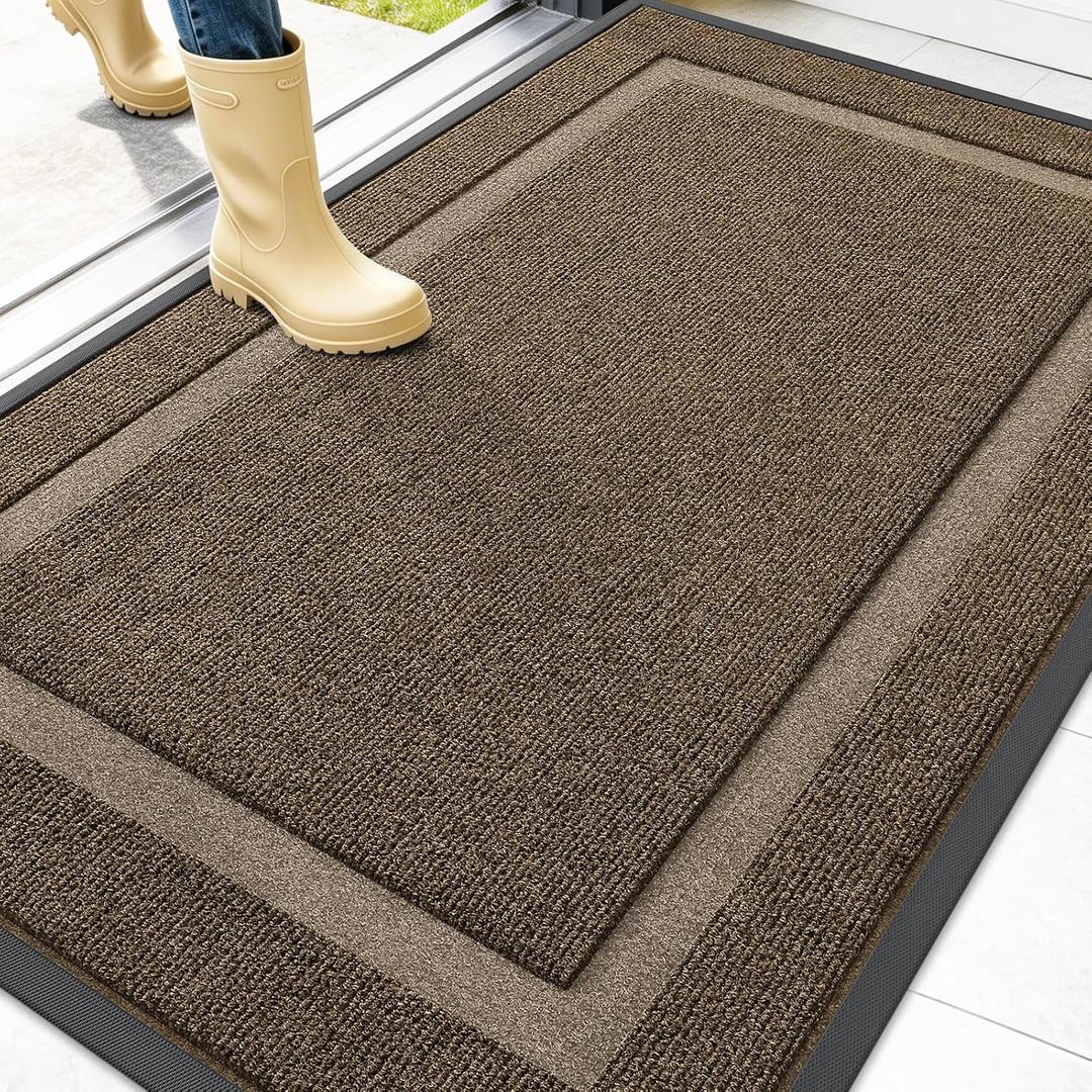 OLANLY Front Door Mat Outside 47x32, All-Season Heavy-Duty Rubber Doormat