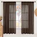 BGment Brown Linen Curtains 63 Inches Long for Living Room, Semi Sheer Window Drapes Rustic Textured for Farmhouse Beroom Dining Room Decor Rod Pocket Lightweight, 2 Panels Set, Each 52 Inch Wide
