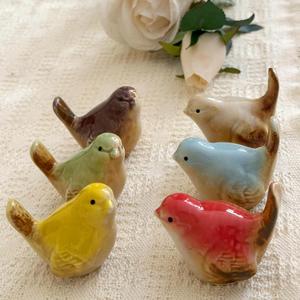LWINGFLYER 6PCS Ceramic Bird Figurines, Multi-Color, 2.2inch Mini Birds Garden and Home DecorStatues Decor for Garden Living Room Bedroom Office, Birds Landscape Accessories