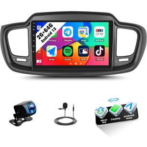 SIXWIN Android Car Stereo for KIA Sorento MK3 2015-2020 with Wireless CarPlay Android Auto Mirror Link 2G+64G 10.1 Inch Touchscreen Bluetooth GPS Navigation WiFi FM Backup Camera MIC