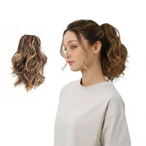 JUVABUN Beach Waves Brownish Blonde Ponytail Extension 10” – Wavy Blonde Hair Extensions, Natural Texture, Soft & Durable, Quick Clip-In, Adds Fullness Instantly, Perfect for Photo Shoots & Events