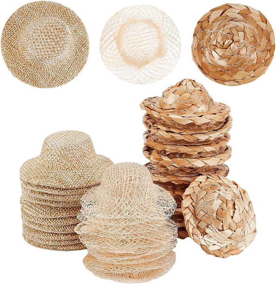 AHANDMAKER 30 Mini Straw Hats Craft Doll Hats Ornaments Woven Caps for DIY Craft Woven Caps for Garment Decorations Jewelry Accessories