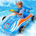 Pool Floats Kids Toys with Water Gun - Inflatable Ride-on Pool Toys for Kids Ages 4-8 Race Car Toddlers Pool Float Summer Outdoor Swimming Pool Toys Games for Boys Girls Fun Summer Water Toys