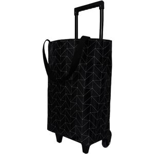Small Collapsible Shopping Cart,Shopping Cart with Wheels,Folding (Black)