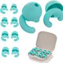 Noise Cancelling Ear Plugs for Sleep, Small Ear Fit - No-Pain for Side Sleepers, 50dB NRR Reusable Silicone One-Piece Design, 4 Sizes for Adults & Kids, Portable Case (Green, 4 Pair)