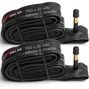 Fincci 700x35c / 38c / 40c / 42c / 45c / 48c Bike Inner Tube  48mm Schrader Valve 28c Inner Tube  Butyl Rubber  Fits Hybrid, Road & Gravel Bikes  Pack of 2