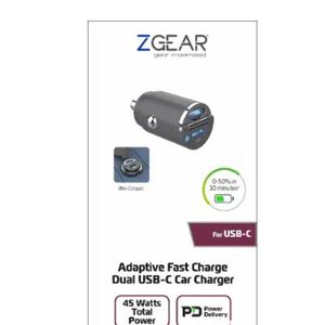 ZGear® 45 Watt Dual USB C Car Charger, 2 Pack