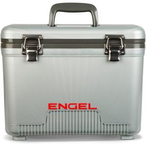 ENGEL 13qt Leak-Proof, Air Tight, Drybox Cooler and Small Hard Shell Lunchbox for Men and Women (Silver)